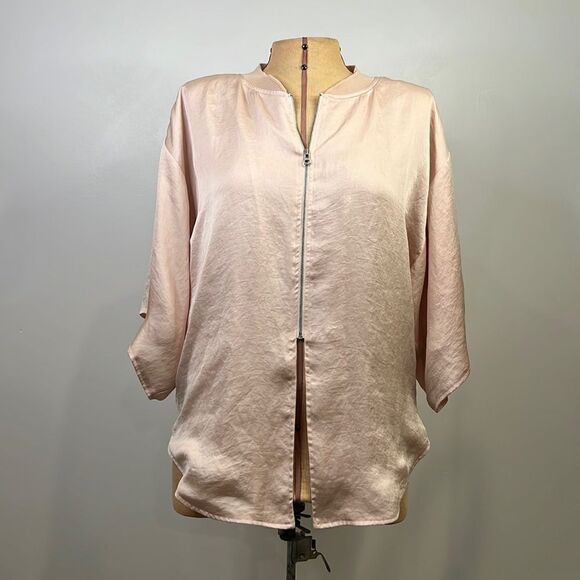 HEI HEI Pale Pink Zip Front Blouse Jacket - Size Medium - Picture 1 of 13